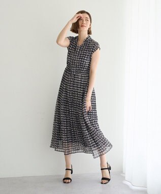 YECCA VECCA チェック柄ボウタイプリーツワンピース Black