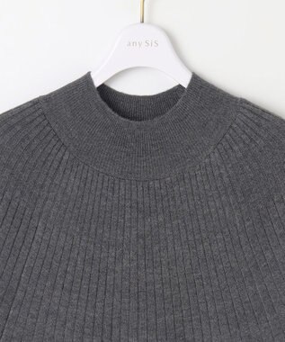 ANY SIS S 【洗える】求心リブニット ワンピース チャコール