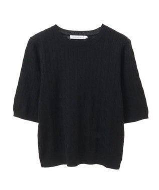 AMERICAN HOLIC ケーブル５分袖ニットプルオーバー Black