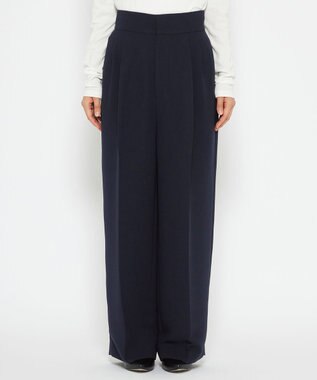 uncrave 【防しわ・洗濯機洗い可】ウォッシャブル ダブルクロス ワイドパンツ（uncrave STANDARD） ネイビー