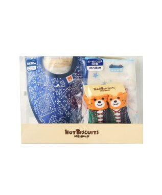 MIKI HOUSE HOT BISCUITS スタイ＆ソックス＆ガーゼ ギフトセット【クリアケース付き】 紺
