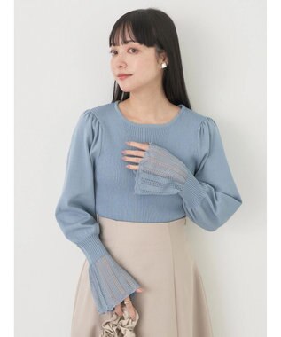 earth music&ecology 袖ポイントニットプルオーバー Blue