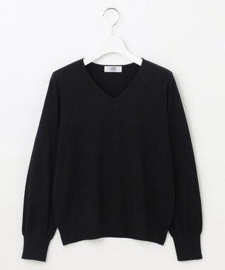 J.PRESS LADIES L 【洗える】PRINCE Vネック ニット ブラック系