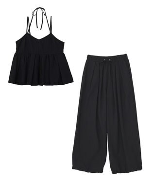 Green Parks ＳＥＴ２点キャミビスチェ＋ワイドパンツ Black