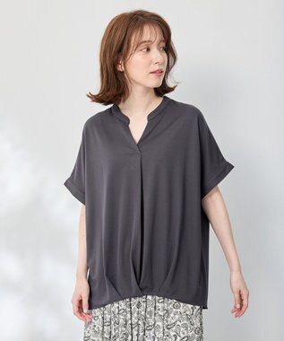 ANY ストレッチピケカシュクールカットソー チャコール