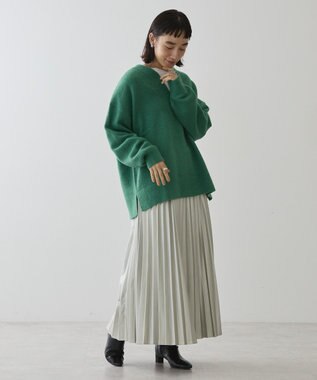 AMERICAN HOLIC カーブネックニットプルオーバー Green