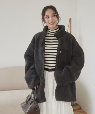 WEGO 【ユニセックス着用ITEM/SMLサイズ展開】ボアブルゾン ダークグレー