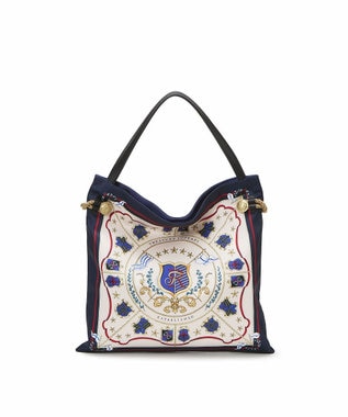 TOPKAPI 【TREASURE TOPKAPI】マイルドサテン スカーフ柄 トートバッグ ネイビー