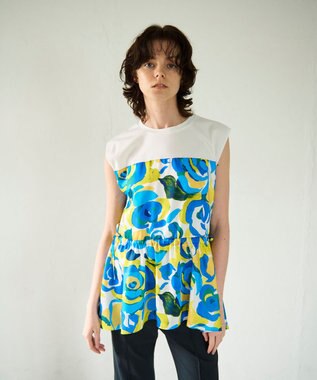 GRACE CONTINENTAL ペイントカラープリントトップ イエロー