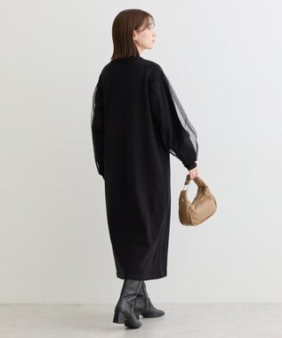 Green Parks 袖チュールニットワンピース Black