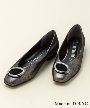 Dominic3 デザインバックル ローヒール レザーパンプス