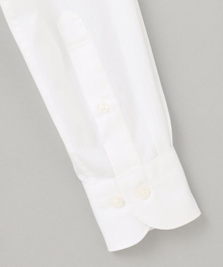 GOTAIRIKU 【形態安定】PREMIUMPLEATS_セミワイドカラー _織柄_通年ドレスシャツ(26年モデル) ホワイト系(折柄/ドビーストライプ)