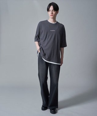 WEGO フクレジャガードフェイクレイヤードT（SS） ブラック中濃色