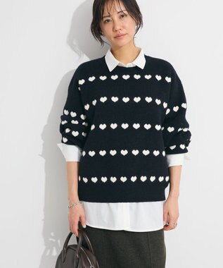 Green Parks ・ｓｗｉｎｇ　ｂｙ　ハートクルーネックニット Black