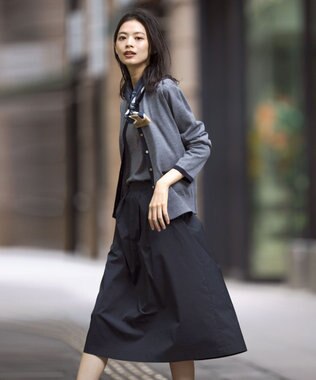 J.PRESS LADIES S 【洗える】グレイス メモリータフタ タック スカート ネイビー系