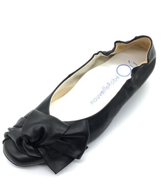 nouvelleRobe Oū 新色追加【本革・高反発】Heel Round Ribbon ヒールパンプス ブラック