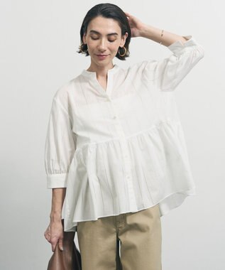 UNFILO ペプラム ギャザーブラウス オフ