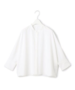 ICB 【接触冷感・UVカット・洗える】ヴィンテージスパンブロード バンドカラーシャツ オフホワイト系