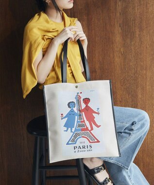 TOPKAPI 【Breath TOPKAPI】サヴィニャック × Breath TOPKAPI アート プリント フラット オーガニックキャンバス トート バッグ レッド