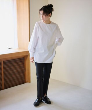 #Newans 【洗濯機可】シャーリングカフスシャツ ホワイト