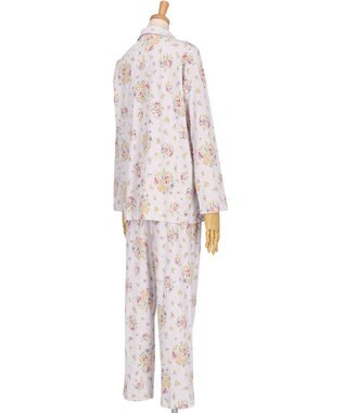 WACOAL パジャマ 長袖 長ズボン 綿100%(本体) スムース素材 ミントン レディース NDX561 /ワコール ホワイト