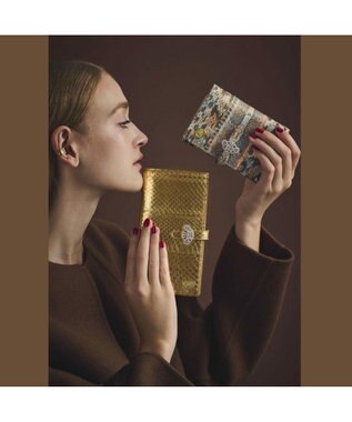 A.D.M.J. 【スネークレザー】アールデコモチーフロングウォレット ターコイズ