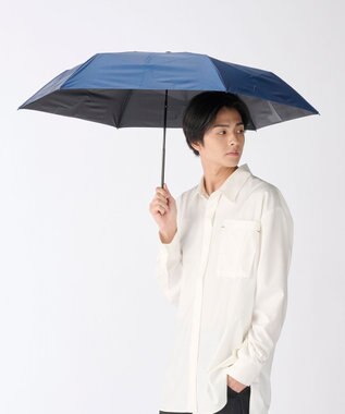 MOONBAT 【遮光100％/３秒で折りたためる日傘】晴雨兼用 折りたたみ傘 ウラワザ ディープブルー