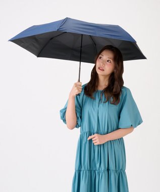 MOONBAT 【遮光100％/３秒で折りたためる日傘】晴雨兼用 折りたたみ傘 ウラワザ ディープブルー
