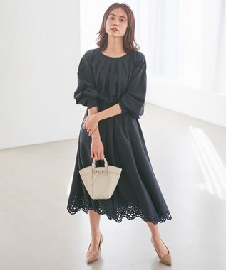 組曲 【洗える】ハイカウントジャージー フレアスカート ネイビー系