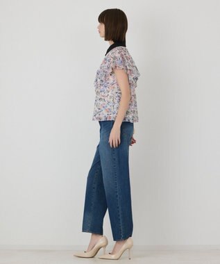 GRACE CONTINENTAL フラワープリントラッフルフリルブラウス オレンジ