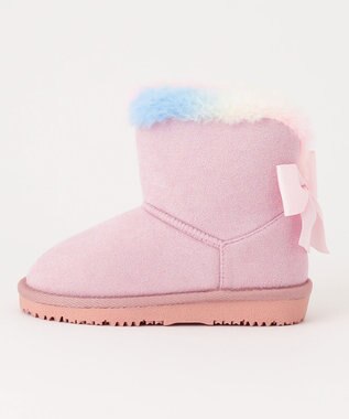 ANY KIDS フェイクムートン リボン ブーツ レインボー