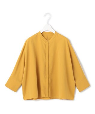 ICB 【接触冷感・UVカット・洗える】ヴィンテージスパンブロード バンドカラーシャツ マスタード系