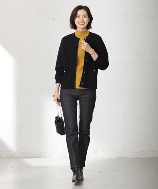 J.PRESS LADIES 【洗える】VIS/PE ROME ニット カーディガン ブラック系