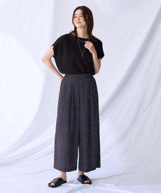 ANY L 【新色追加/吸水速乾/イージーケア/UVカット/接触冷感】さらさらDRYパンツ ブラック×オフドット