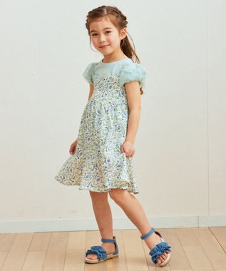 ANY KIDS フラワープリント キャミ ワンピース オフホワイト系