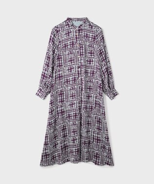 GRACE CONTINENTAL チェックプリントボウ付ワンピース サックス