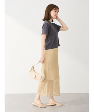 Green Parks ・Ｄｏｕｂｌｅ　Ｆｌａｇｓ　リボン刺繍ＴＥＥ Charcoal Gray