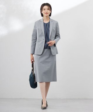 J.PRESS LADIES 【洗える】ランダムストライプ シアー プルオーバー カットソー ネイビーストライプ系