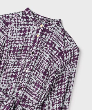 GRACE CONTINENTAL チェックプリントボウ付ワンピース サックス