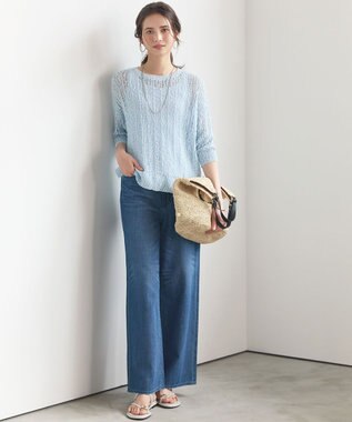 23区 【SLOW/一部店舗限定】エンブロイダリープルオーバー サマー ニット サックス