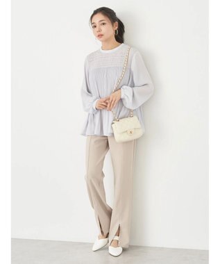 earth music&ecology レースプリーツブラウス Sax