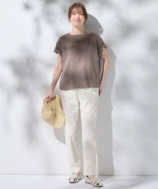 ANY 【手洗い可】ヨーロピアンリネンツイストスリーブブラウス ブラウン