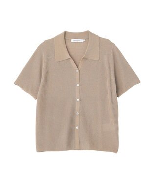 AMERICAN HOLIC 襟付きスキッパー半袖ニットポロ Beige