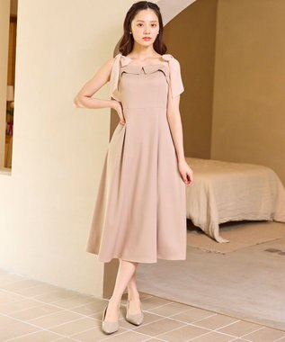 Feroux シアーリボンショルダー ジャンパースカート ピンク系