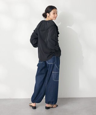 CRAFT STANDARD BOUTIQUE ビッグ襟フリルブラウス Black