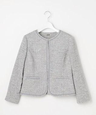 ANY SIS L ライトストレッチ ツイード ジャケット グレーシャンブレー