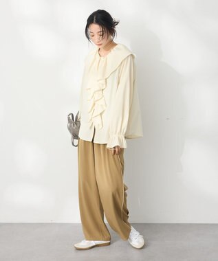 CRAFT STANDARD BOUTIQUE ビッグ襟フリルブラウス Ivory