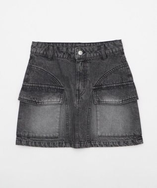 WEGO ヴィンテージウォッシュカーゴミニスカート デニムブラックソノタ