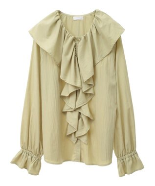 CRAFT STANDARD BOUTIQUE ビッグ襟フリルブラウス Green