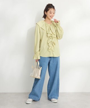 CRAFT STANDARD BOUTIQUE ビッグ襟フリルブラウス Green
